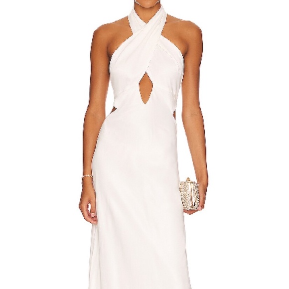 Bardot Wyn Satin Halter Dress in orchid white - Picture 2 of 16